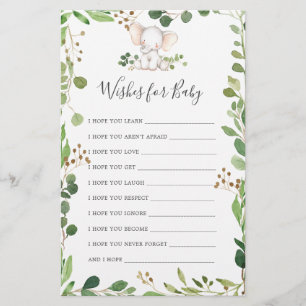 Papier Baby shower éléphant veut pour bébé