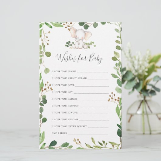 Papier Baby shower éléphant veut pour bébé (Debout devant)