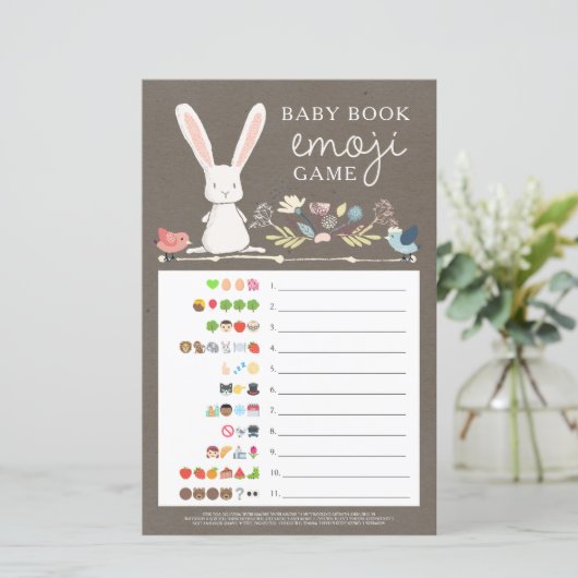 Papier Baby shower Emoji Double Côté Jeu Un Petit Lapin (Debout devant)