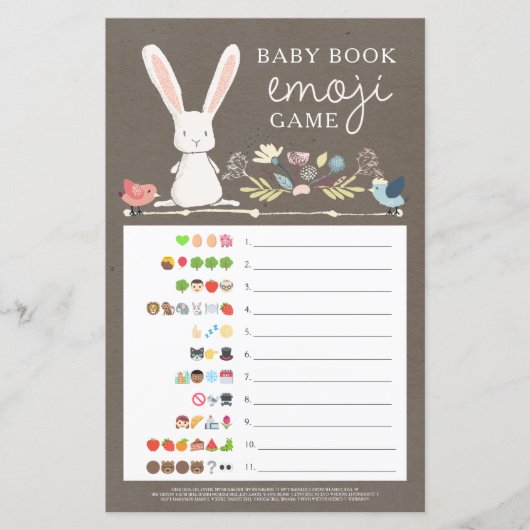 Papier Baby shower Emoji Double Côté Jeu Un Petit Lapin (Devant)