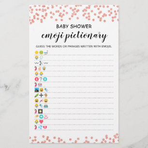 Papier Baby shower Emoji Pictionary avec Réponse jeu