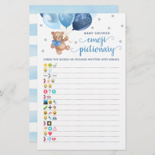 Papier Baby shower Emoji Pictionary Jeu Teddy Bear Thème