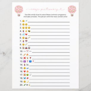 Papier Baby shower Emoji Pink Hot Air Balloy