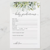 Papier Baby shower Eucalyptus prédictions pour bébé (Devant)