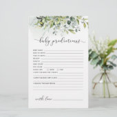 Papier Baby shower Eucalyptus prédictions pour bébé (Debout devant)