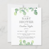 Papier Baby shower Eucalyptus vert Invitation (Devant)