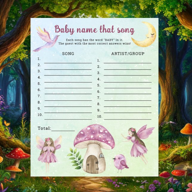 Papier Baby shower fée - Jeu devinez le nom de la chanson (Créateur téléchargé)