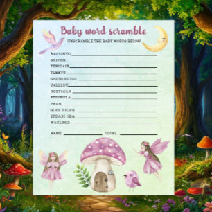 Papier Baby shower Fée - Mots mêlés pour bébé