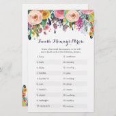 Papier Baby shower Fleur Finish Mommy's Phrase Game (Devant / Derrière)
