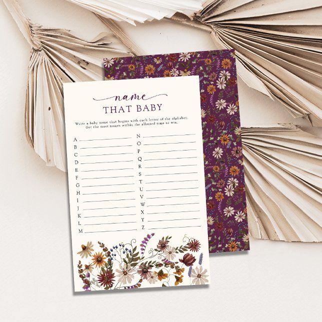 Papier Baby shower fleur sauvage (Wildflower Baby Shower Game
)