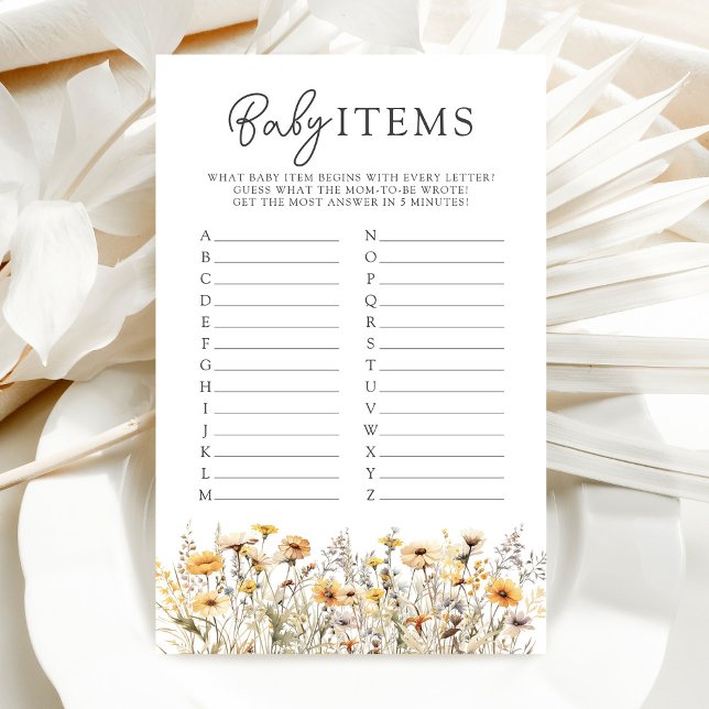 Papier Baby shower fleur sauvage Baby Items Jeu (Créateur téléchargé)