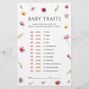 Papier Baby shower fleur sauvage Baby Traits Jeu