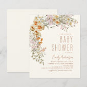 Papier Baby Shower Fleur Sauvage Bohème Terracotta Économ (Devant / Derrière)