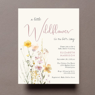 Papier Baby shower Fleur sauvage Boho Aquarelle Invitatio