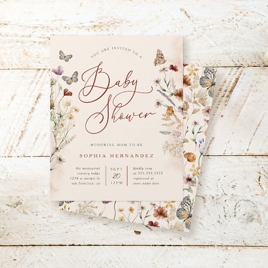 Papier Baby shower Fleur sauvage Boho budget