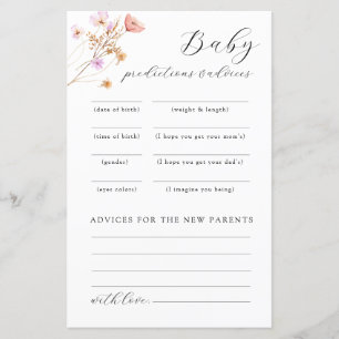Papier Baby shower fleur sauvage Conseil Jeu