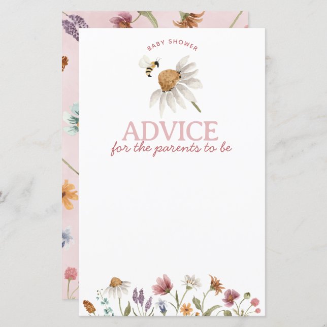 Papier Baby shower fleur sauvage Conseils pour l'activité (Devant / Derrière)