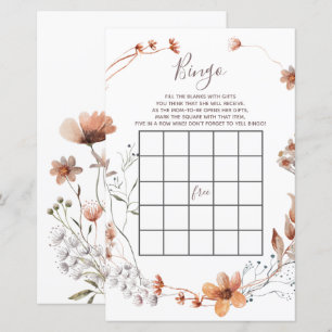 Papier Baby shower Fleur sauvage d'automne Jeu de Bingo