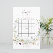 Papier Baby shower fleur sauvage Jeu de Bingo (Debout devant)