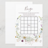 Papier Baby shower fleur sauvage Jeu de Bingo (Devant / Derrière)