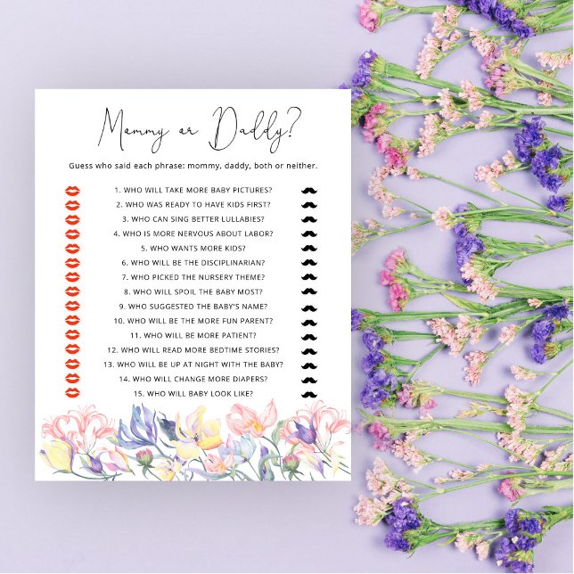 Papier baby shower fleur sauvage maman ou papa jeu (Créateur téléchargé)