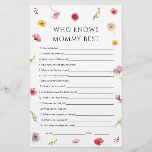 Papier Baby shower fleur sauvage Qui Connaît Maman Meille