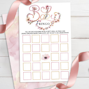 Papier Baby shower Fleur sauvage rose Dusty Bingo - Boho