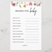 Papier Baby shower fleur sauvage Souhaite Pour Baby Advic (Devant)