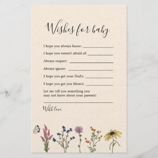 Papier Baby shower Fleur sauvage vintage Pour Bébé (Devant)