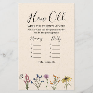 Papier Baby shower Fleur sauvage vintage Quel Âge Les Par