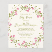 Papier Baby Shower Fleurs de jardin rose rustique à petit (Devant)