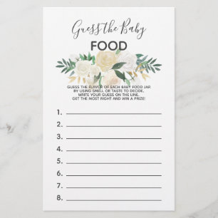 Papier Baby shower Fleurs Jeu - Devinez la nourriture pou