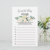 Papier Baby shower Fleurs Jeu - Devinez la nourriture pou (Debout devant)