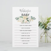 Papier Baby shower Fleurs Keepsaké - Voeux pour bébé (Debout devant)