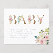 Papier Baby Shower Floral Aquarelle Doré sur Budget Limit (Devant)