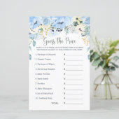 Papier Baby shower Floral bleu Jeu Devinez le prix (Debout devant)