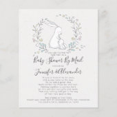 Papier BABY SHOWER Floral Bunny BUDGET Par Courrier (Devant)