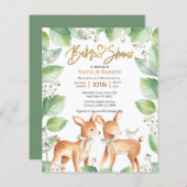 Papier Baby shower floral de cerfs de forêt à budget (Devant / Derrière)