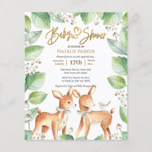 Papier Baby shower floral de cerfs de forêt à budget