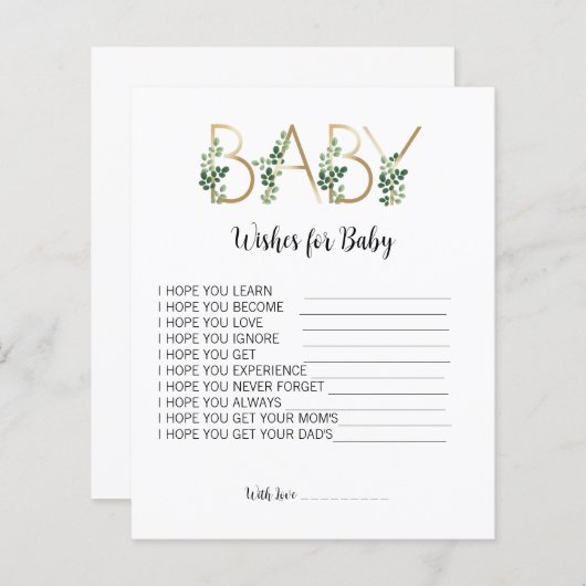 Papier Baby shower Floral De Verdure Souhaite Conseil Béb (Devant / Derrière)