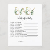 Papier Baby shower Floral De Verdure Souhaite Conseil Béb (Devant)