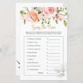Papier Baby shower Floral devine le jeu du prix (Devant / Derrière)