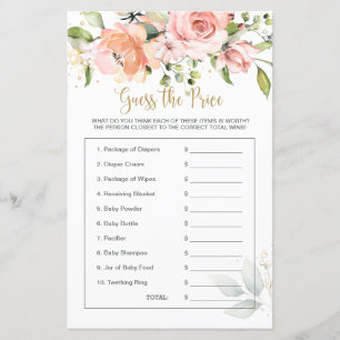 Papier Baby shower Floral devine le jeu du prix
