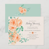 Papier Baby shower Floral Mint BUDGET Invitations (Devant / Derrière)