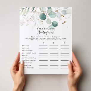 Papier Baby shower Floral Or Jeux