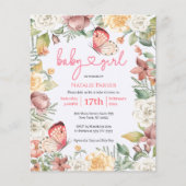 Papier Baby shower floral papillon rose budget (Devant)