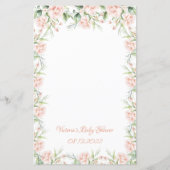 Papier Baby shower Floral Rose Blush Souhaits Conseil Jeu (Dos)