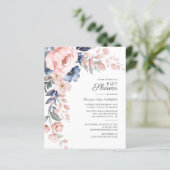 Papier Baby shower floral rose budget Invitation Script (Debout devant)