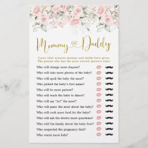 Papier Baby shower floral rose pâle maman ou papa