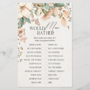 Papier baby shower floral roux serait maman plutôt jeu